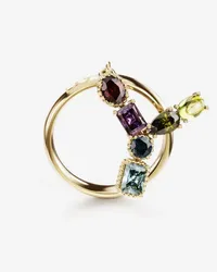 Dolce & Gabbana Rainbow Alphabet Y Ring In Yellow Gold With Multicolor Fine Gems - Donna Anelli Oro Oro