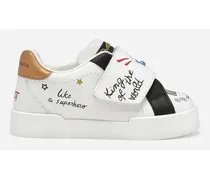 Dolce & Gabbana Sneaker Portofino In Pelle Di Vitello Stampata - Uomo Collection Bianco Pelle Scritte