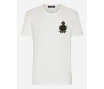 T-shirt Cotone Con Patch Araldico Logo Dg - Uomo T-shirts E Polo Bianco Cotone