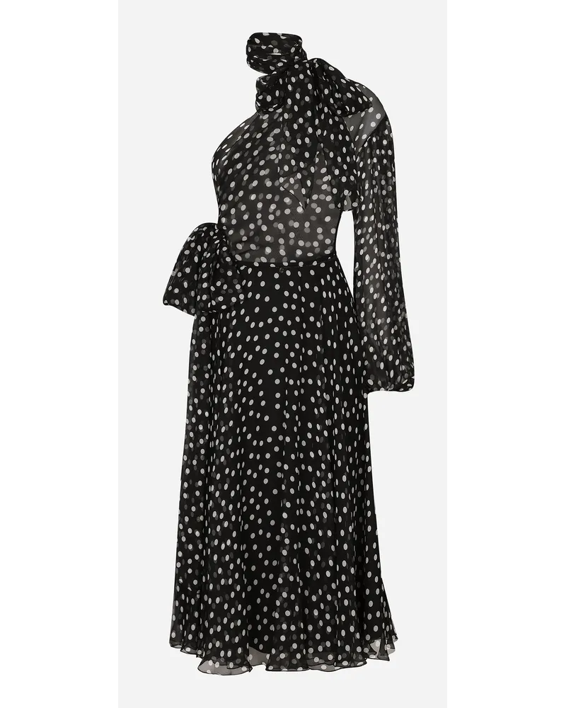 Dolce & Gabbana Abito Monospalla In Chiffon Stampa Pois - Donna Abiti Stampa Stampa