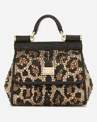 Dolce & Gabbana Borsa A Mano Sicily Mini - Donna Borse A Mano Stampa Animalier Raso Leo