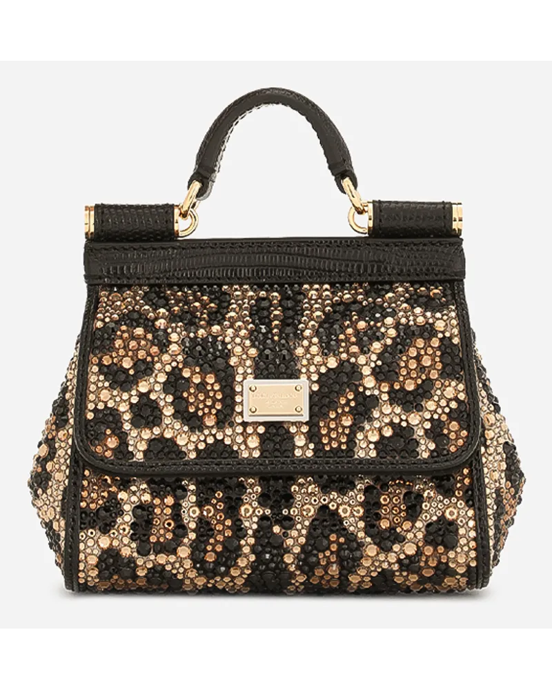 Dolce & Gabbana Borsa A Mano Sicily Mini - Donna Borse A Mano Stampa Animalier Raso Leo