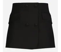 Twill Mini Wrap Skirt - Donna Gonne Nero Lana