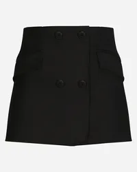 Dolce & Gabbana Twill Mini Wrap Skirt - Donna Gonne Nero Lana Nero