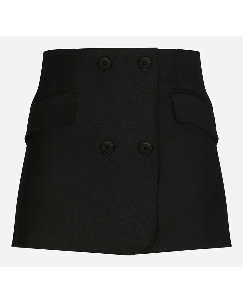 Dolce & Gabbana Twill Mini Wrap Skirt - Donna Gonne Nero Lana Nero
