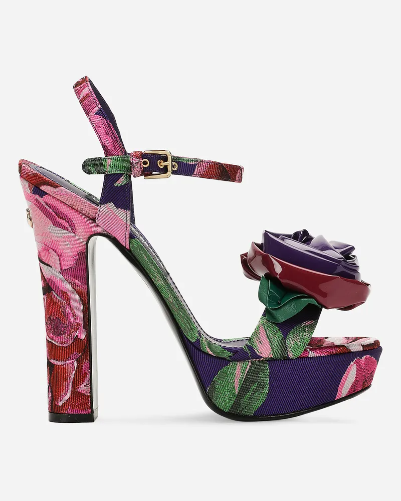 Dolce & Gabbana Sandalo Platform In Jacquard - Donna Sandali E Zeppe Stampa Stampa