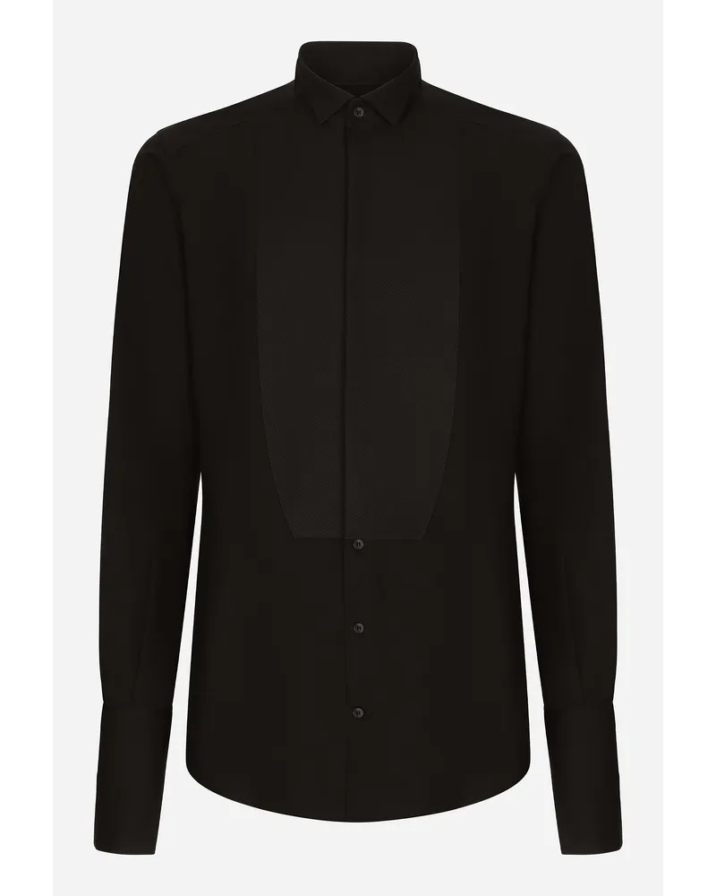 Dolce & Gabbana Camicia Tuxedo Gold Popeline Di Cotone - Uomo Camicie Nero Cotone Nero