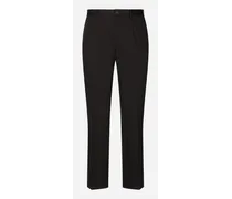 Pantalone Cotone Stretch Con Placca Logata - Uomo Pantaloni E Shorts Nero Cotone