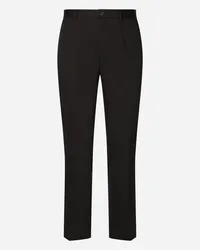 Dolce & Gabbana Pantalone Cotone Stretch Con Placca Logata - Uomo Nero Cotone Nero