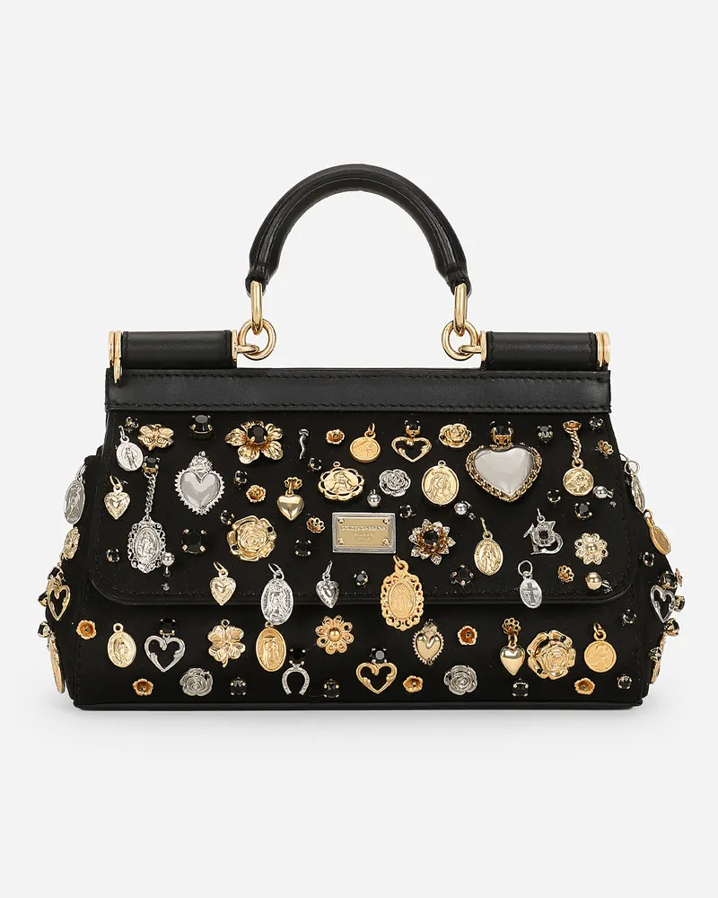 Dolce & Gabbana Borsa A Mano Sicily Piccola - Donna Borse A Mano Multicolore Nero
