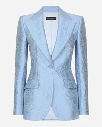 Dolce & Gabbana Giacca Turlington Monopetto In Jacquard Matelassé Floreale - Donna Giacche E Blazer Azzurro Azzurro