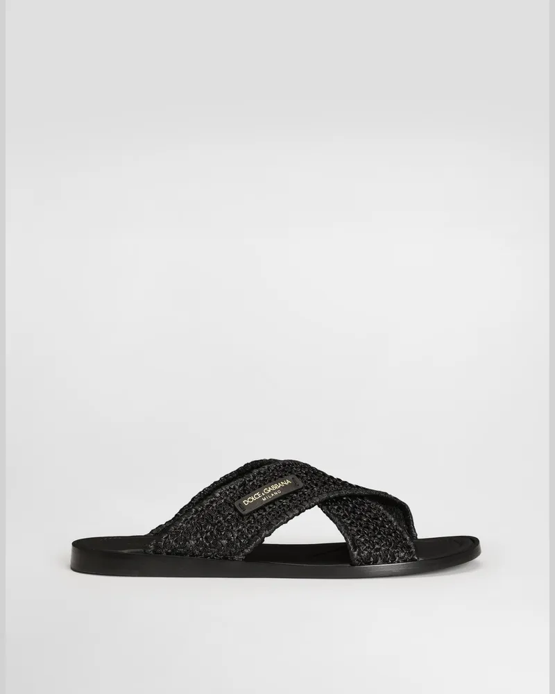 Dolce & Gabbana Sandalo In Rafia - Uomo Sandali E Slide Nero Nero