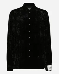 Dolce & Gabbana Camicia In Velluto Stropicciato - Uomo Camicie Nero Viscosa Nero