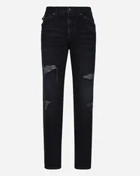 Dolce & Gabbana Jeans Denim Blu Con Abrasioni E Rotture - Uomo Denim Multicolore Variante