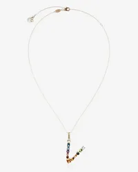 Dolce & Gabbana Pendente V Rainbow Alphabet Con Gemme Multicolor - Donna Collane Oro Oro