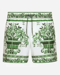 Dolce & Gabbana Boxer Da Mare Corto Stampa Maiolica - Uomo Beachwear Stampa Stampa