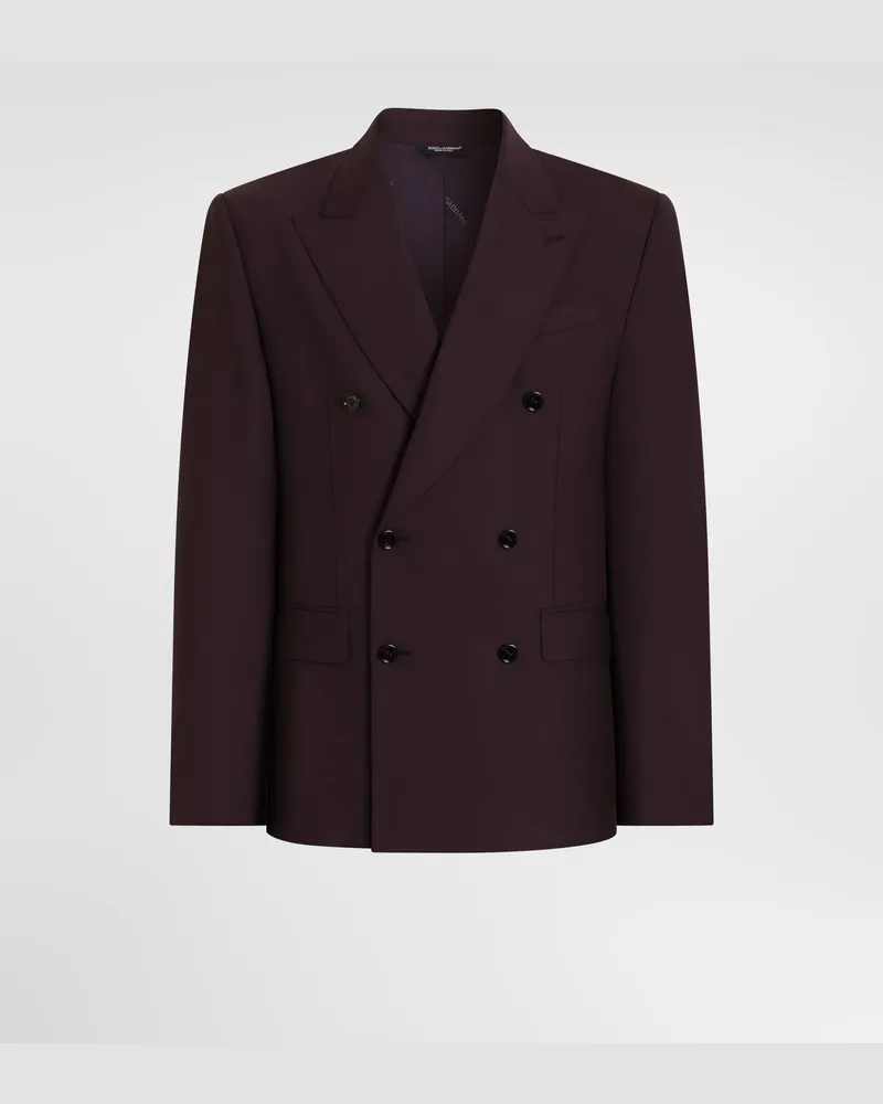 Dolce & Gabbana Giacca Doppiopetto Sicilia Light In Lana - Uomo Collection Multicolore Marrone-viola