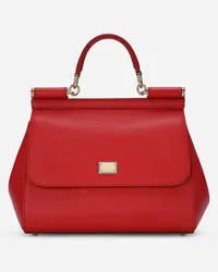 Dolce & Gabbana Borsa Sicily Media In Pelle Dauphine - Donna Borse A Mano Rosso Pelle Rosso