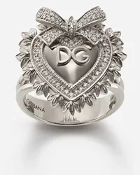 Dolce & Gabbana Devotion Ring In White Gold With Diamonds - Donna Anelli Bianco Bianco