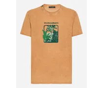 T-shirt Manica Corta In Cotone Stampa Banano - Uomo T-shirts E Polo Marrone