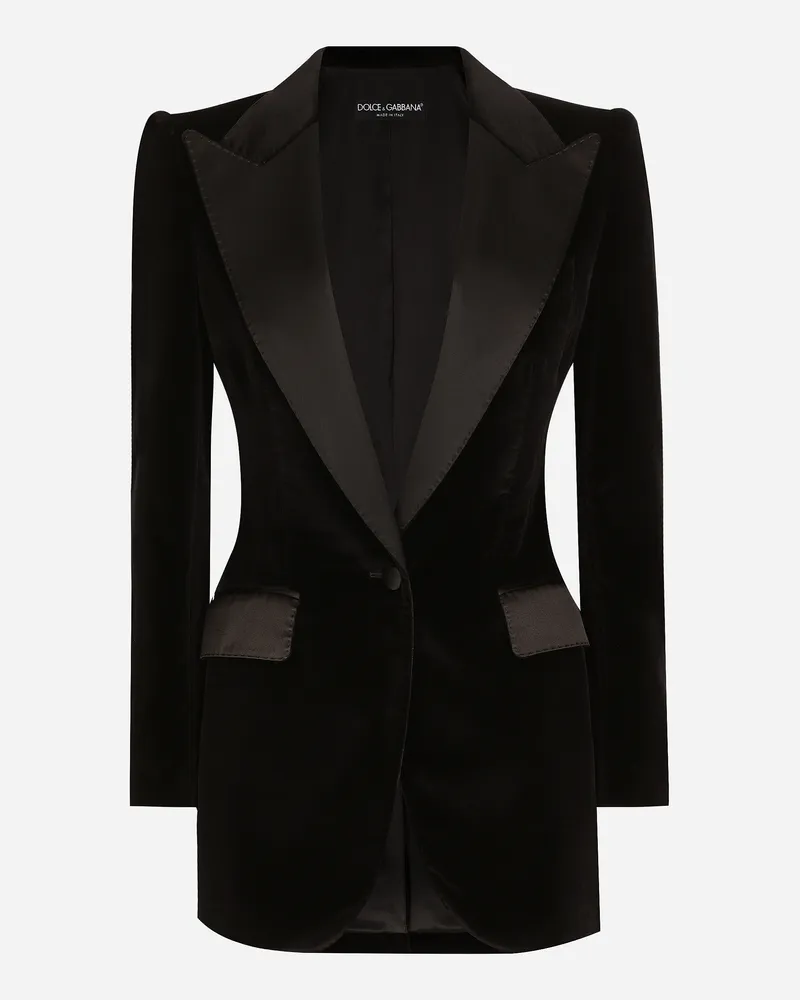 Dolce & Gabbana Giacca Tuxedo Turlington Monopetto In Velluto - Donna Giacche E Blazer Nero Nero