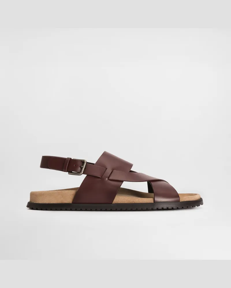 Dolce & Gabbana Sandalo Dg Casual In Pelle Di Vitello - Uomo Sandali E Slide Bordeaux Bordeaux