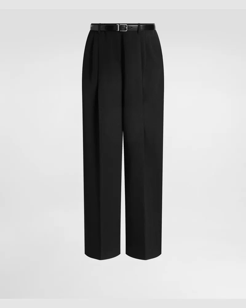 Dolce & Gabbana Pantaloni In Gabardina Di Lana - Donna Pantaloni E Shorts Nero Lana Nero