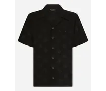 Camicia Hawaii In Seta Jacquard Dg Monogram - Uomo Camicie Nero