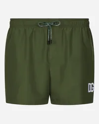 Dolce & Gabbana Boxer Da Mare Corto Patch Dg - Uomo Beachwear Verde Tessuto Verde