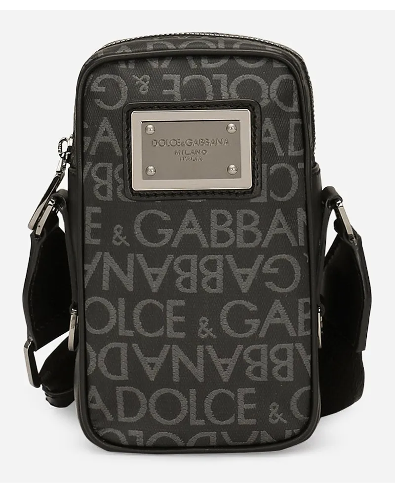 Dolce & Gabbana Borsa Piccola A Tracolla In Jacquard Spalmato - Uomo Borse A Tracolla Multicolore Tessuto Nero