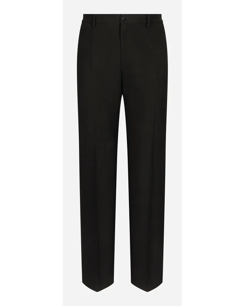 Dolce & Gabbana Pantalone Gamba Dritta In Lana - Uomo Pantaloni E Shorts Nero Nero