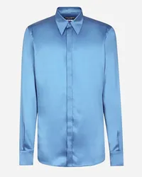 Dolce & Gabbana Camicia Martini In Raso Di Seta - Uomo Camicie Azzurro Seta Celeste