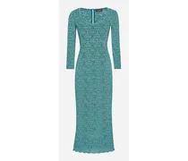Dolce & Gabbana Abito Longuette In Crochet - Donna Abiti Blu Blu