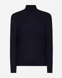 Dolce & Gabbana Maglia Collo Alto In Cashmere E Seta - Uomo Maglieria Blu Blu