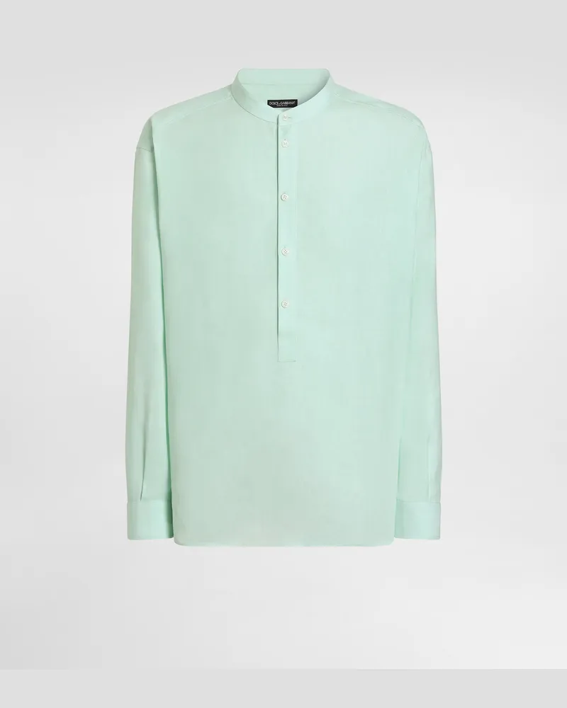 Dolce & Gabbana Camicia In Lino - Uomo Camicie Azure Lino Azure