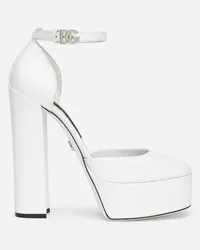 Dolce & Gabbana Platform In Pelle Di Vitello Lucida - Donna Décolleté E Slingback Bianco Pelle Bianco