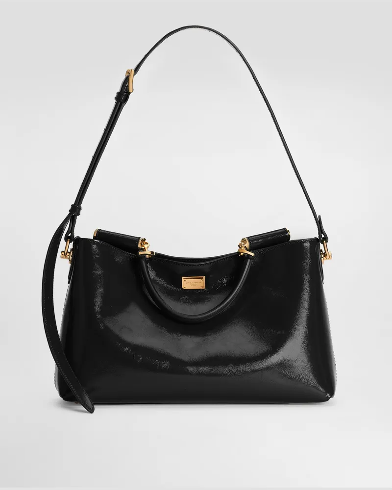 Dolce & Gabbana Borsa A Mano Vittoria In Pelle Di Vitello - Donna Borse A Mano Nero Nero