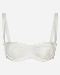 Dolce & Gabbana Reggiseno A Balconcino Semi Imbottito In Raso Con Pizzo - Donna Intimo Bianco Seta Bianco