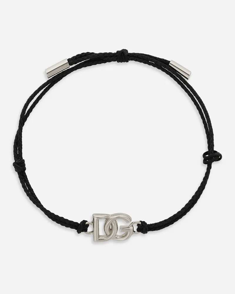 Dolce & Gabbana Bracciale Cordoncino Con Logo Dg Piccolo - Uomo Bijoux Multicolore Metallo Nero
