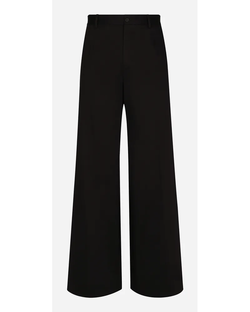 Dolce & Gabbana Pantalone Gamba Larga In Cotone Stretch - Uomo Pantaloni E Shorts Nero Nero
