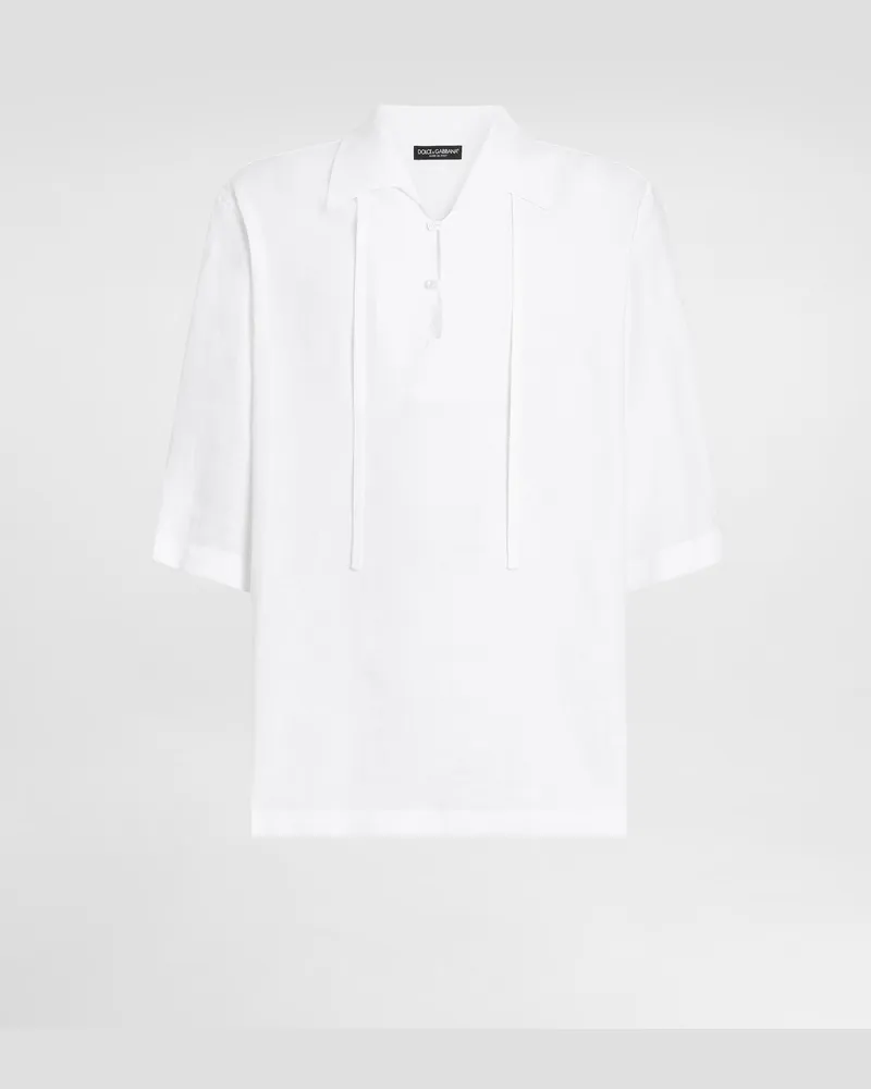 Dolce & Gabbana Camicia Hawaii In Lino - Uomo Camicie Bianco Lino Bianco