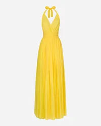 Dolce & Gabbana Abito Lungo Senza Maniche In Chiffon Di Seta - Donna Abiti Giallo Seta Giallo