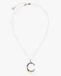 Dolce & Gabbana Pendente C Rainbow Alphabet Con Gemme Multicolor - Donna Collane Oro Oro