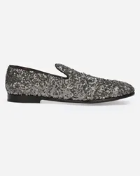 Dolce & Gabbana Pantofola In Paillettes - Uomo Driver E Mocassini Grigio Paillettes Rutenio