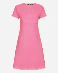 Dolce & Gabbana Abito Midi In Tweed Rachel Con Logo Dg - Donna Abiti Rosa Rosa