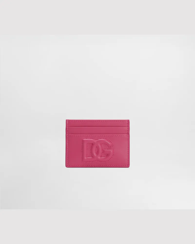 Dolce & Gabbana Portacarte In Pelle Di Vitello Con Logo Dg - Donna Portafogli E Piccola Pelletteria Lilla Pelle Glicine