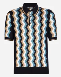 Dolce & Gabbana Polo Manica Corta Con Intarsio Zigzag - Uomo Maglieria Multicolore Multicolore