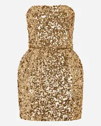 Dolce & Gabbana Abito Corto Strapless In Paillettes - Donna Abiti Oro Oro