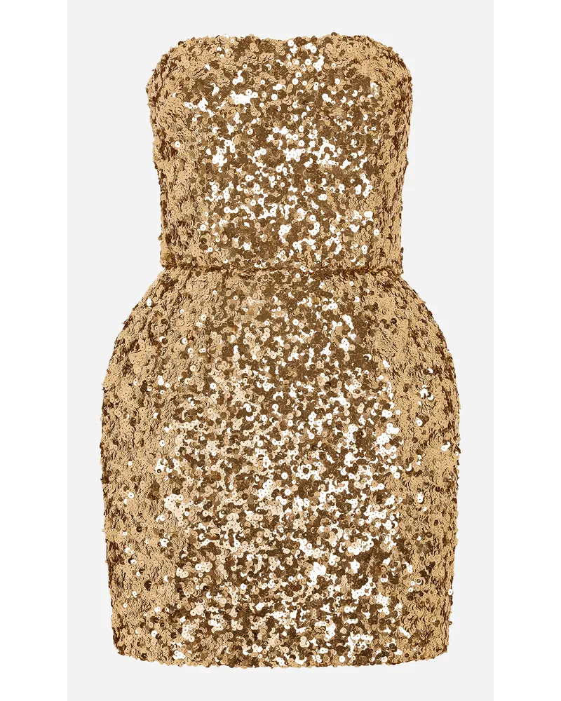 Dolce & Gabbana Abito Corto Strapless In Paillettes - Donna Abiti Oro Oro