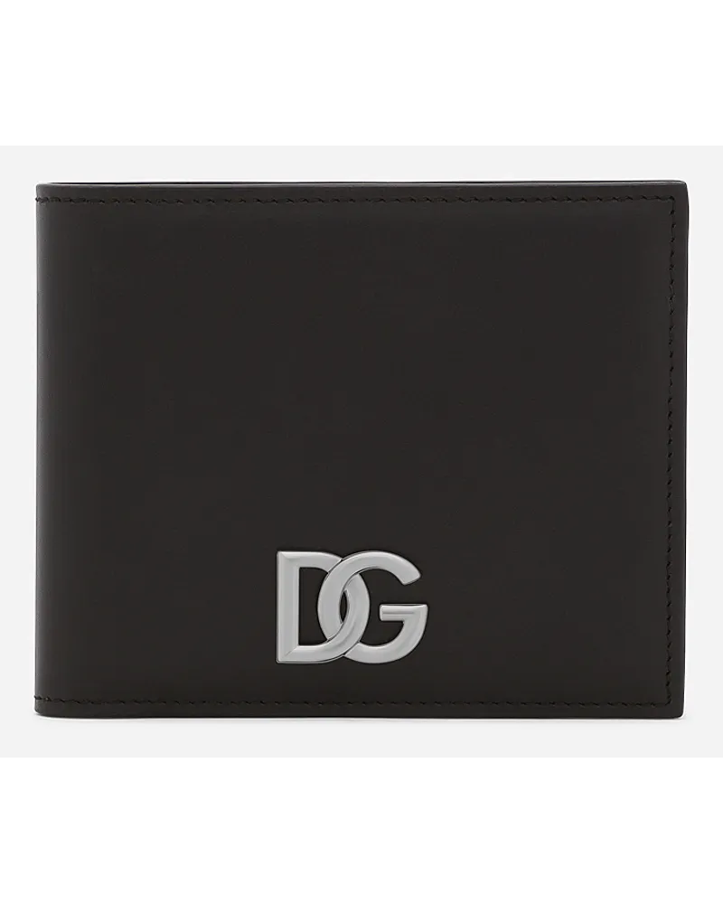 Dolce & Gabbana Portafoglio In Pelle Di Vitello Nappata Con Logo Dg - Uomo Portafogli E Piccola Pelletteria Nero Pelle Nero